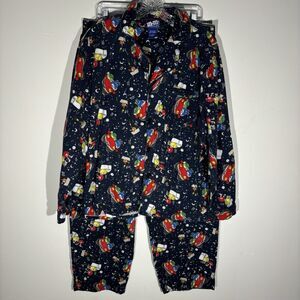 Vintage M&M's Merchandise Flannel Pajama Set Men Blue Large 100% Cotton